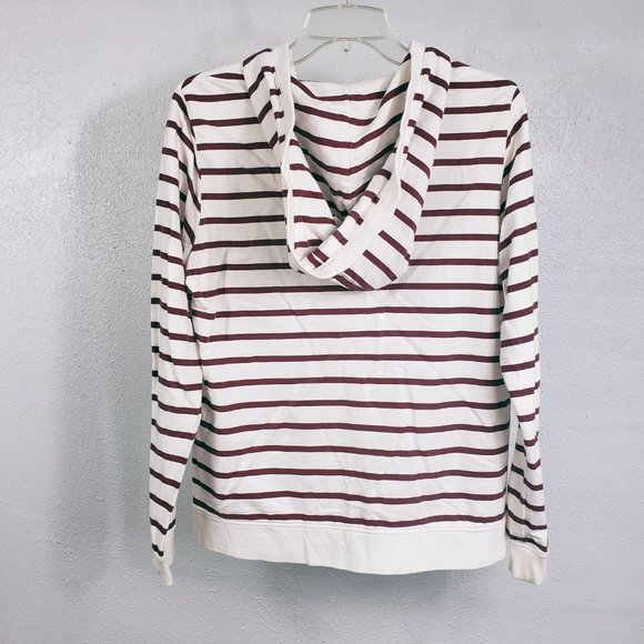 CCC Women's White Button Down Stripped Lightweight Sweater Coat Jacket Hoodie - Picture 6 of 11